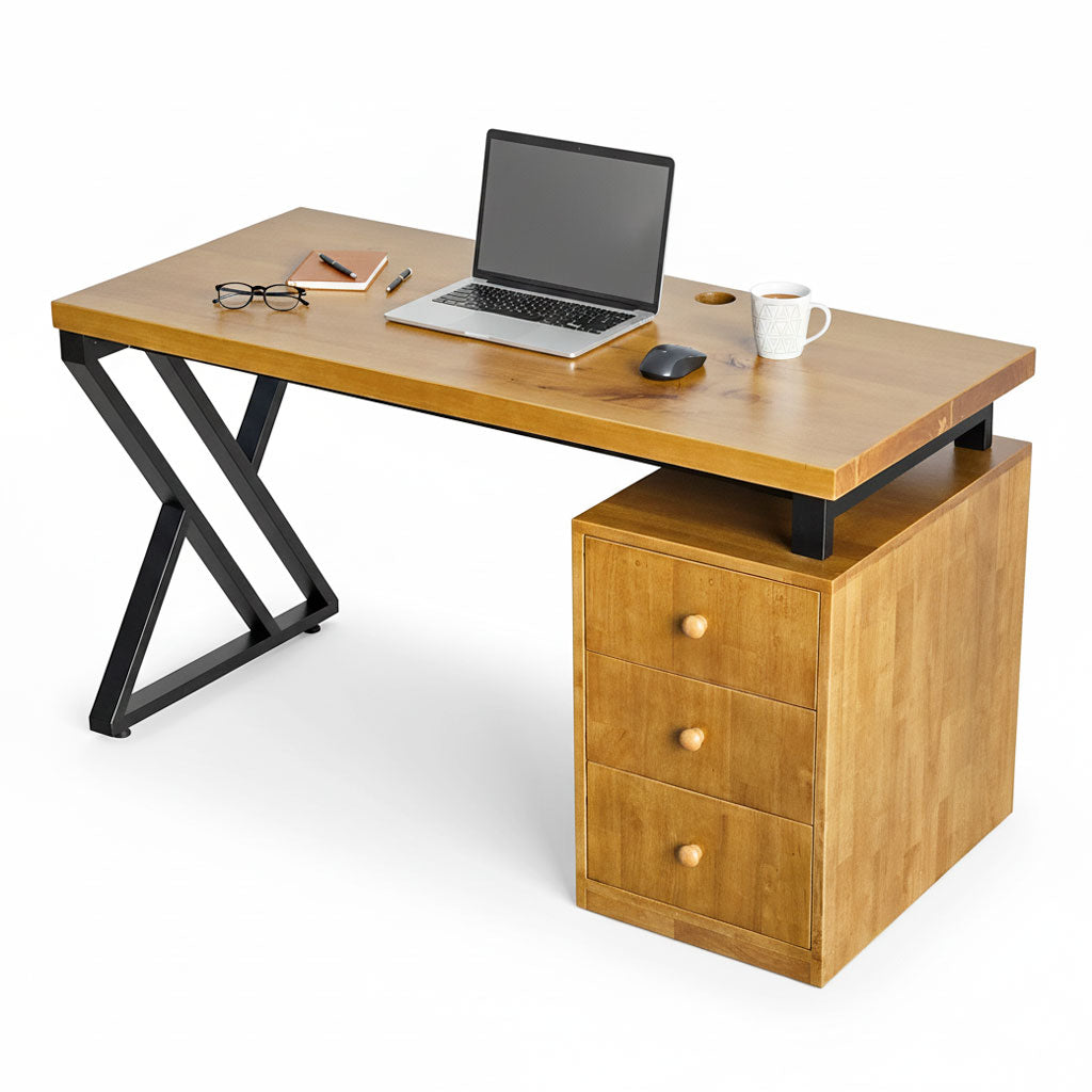 Office Desk with Hidden Storage Cabinet