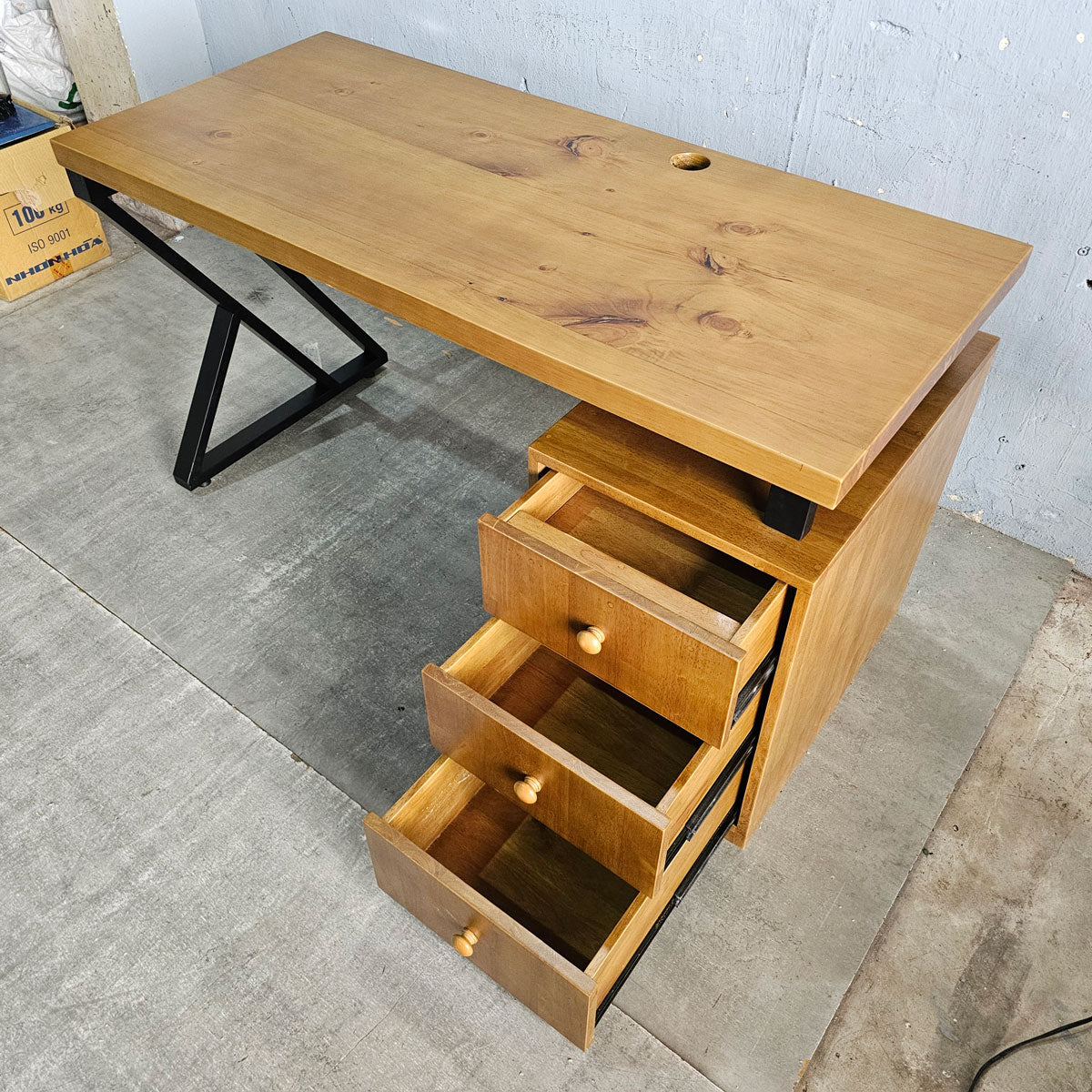 Office Desk with Hidden Storage Cabinet